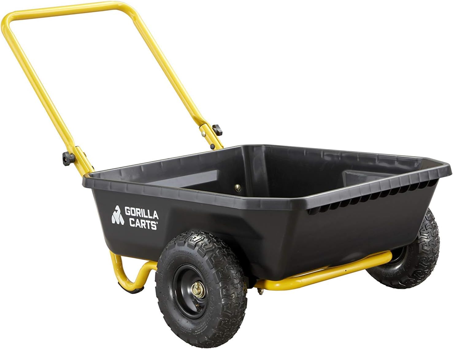 Gorilla Carts GCR-4 quick-release dump mechanism speeds unloading.