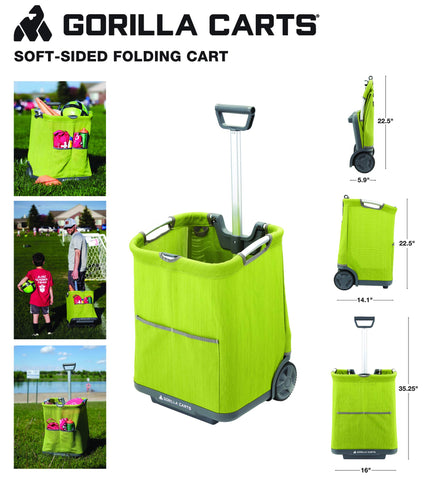 Gorilla Carts GCSS-11G-COM compact dimensions for storage and transport.