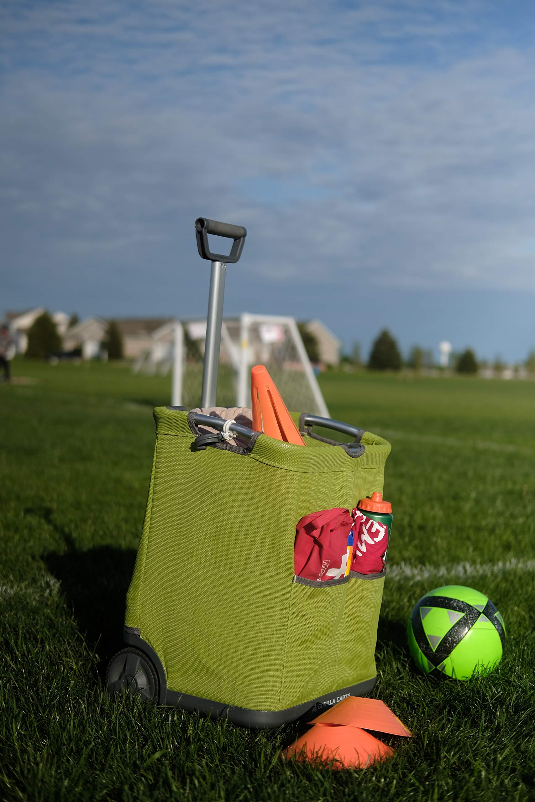 Gorilla Carts GCSS-11G-COM interior with washable liner for messes.
