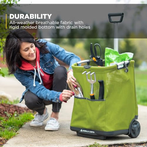 Gorilla Carts GCSS-11G-COM rugged over-molded wheels handle uneven terrain.
