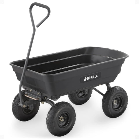 Gorilla Carts poly garden dump cart bed 36x20 inches for large yard hauls