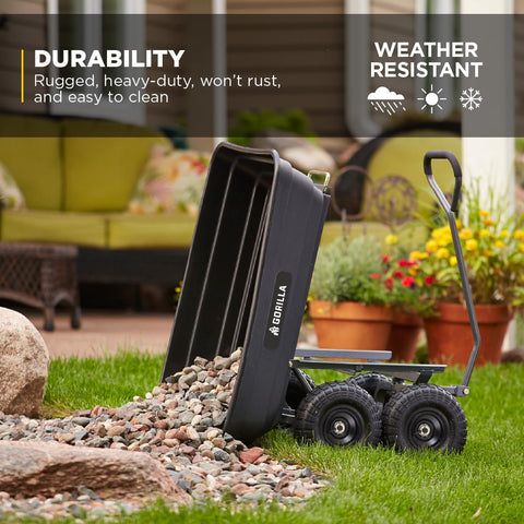Gorilla Carts 600 lb capacity handles heavy loads with stability