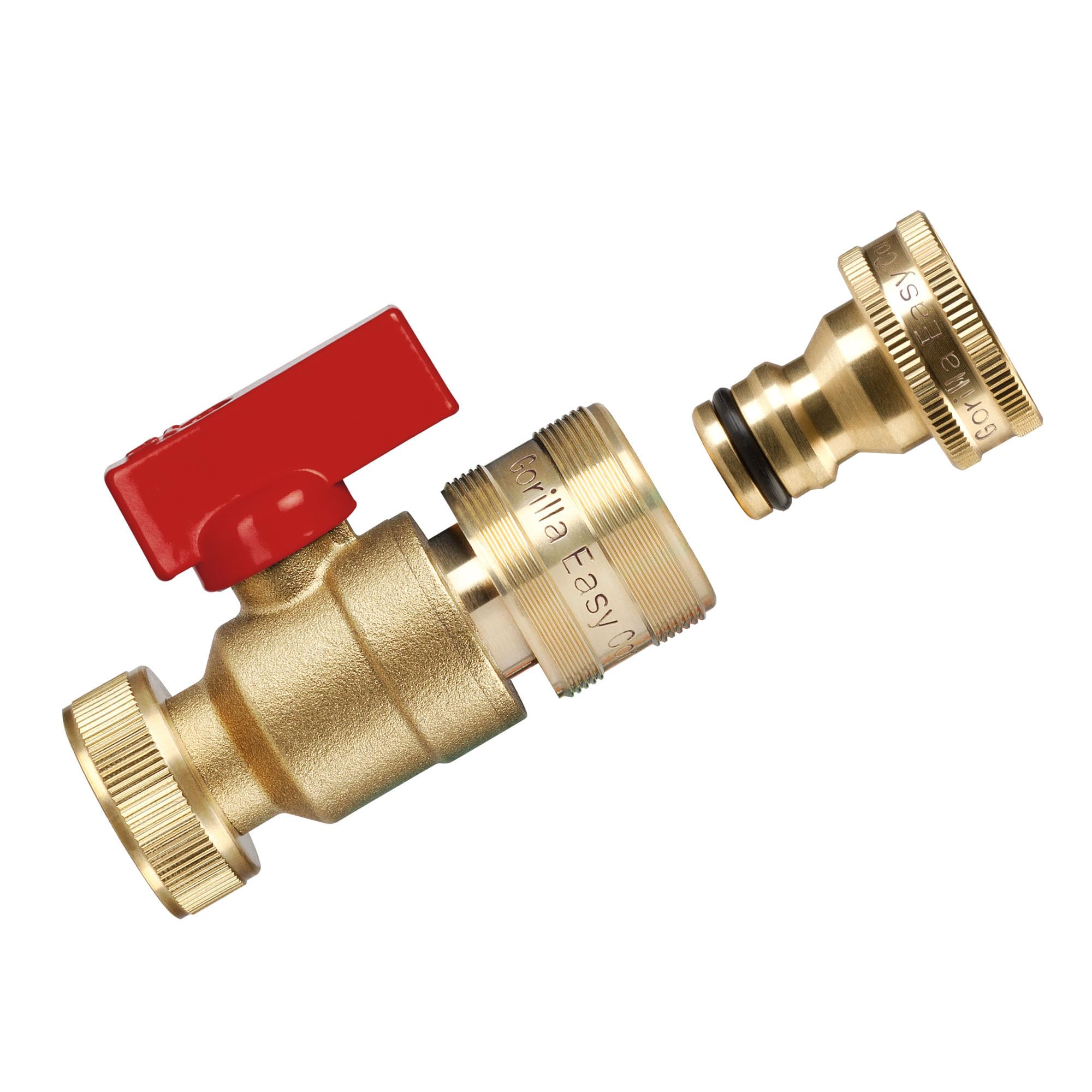 Gorilla Easy Connect ball valve closeup with smooth quarter-turn for easy watering.