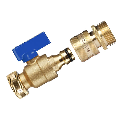 GORILLA EASY CONNECT brass ball valve close-up showing smooth quarter-turn control