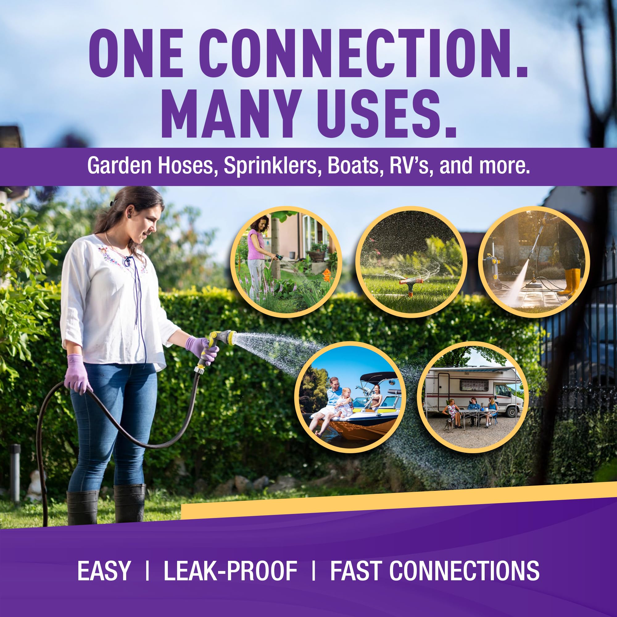 GORILLA EASY CONNECT hose connection in action on a garden hose
