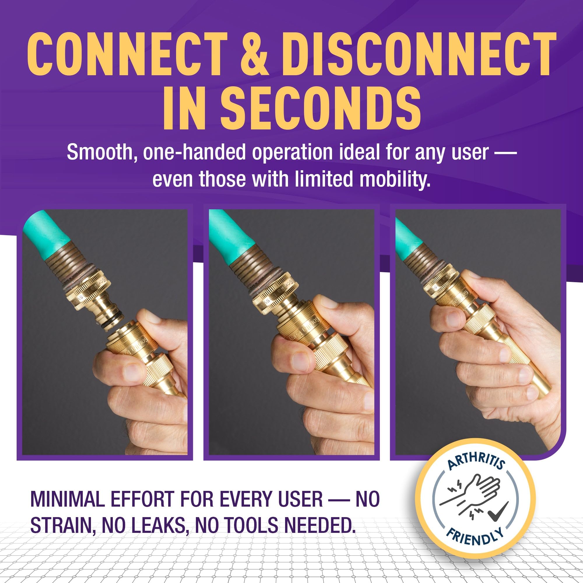 GORILLA EASY CONNECT enables one-handed operation for quick hose adjustments.