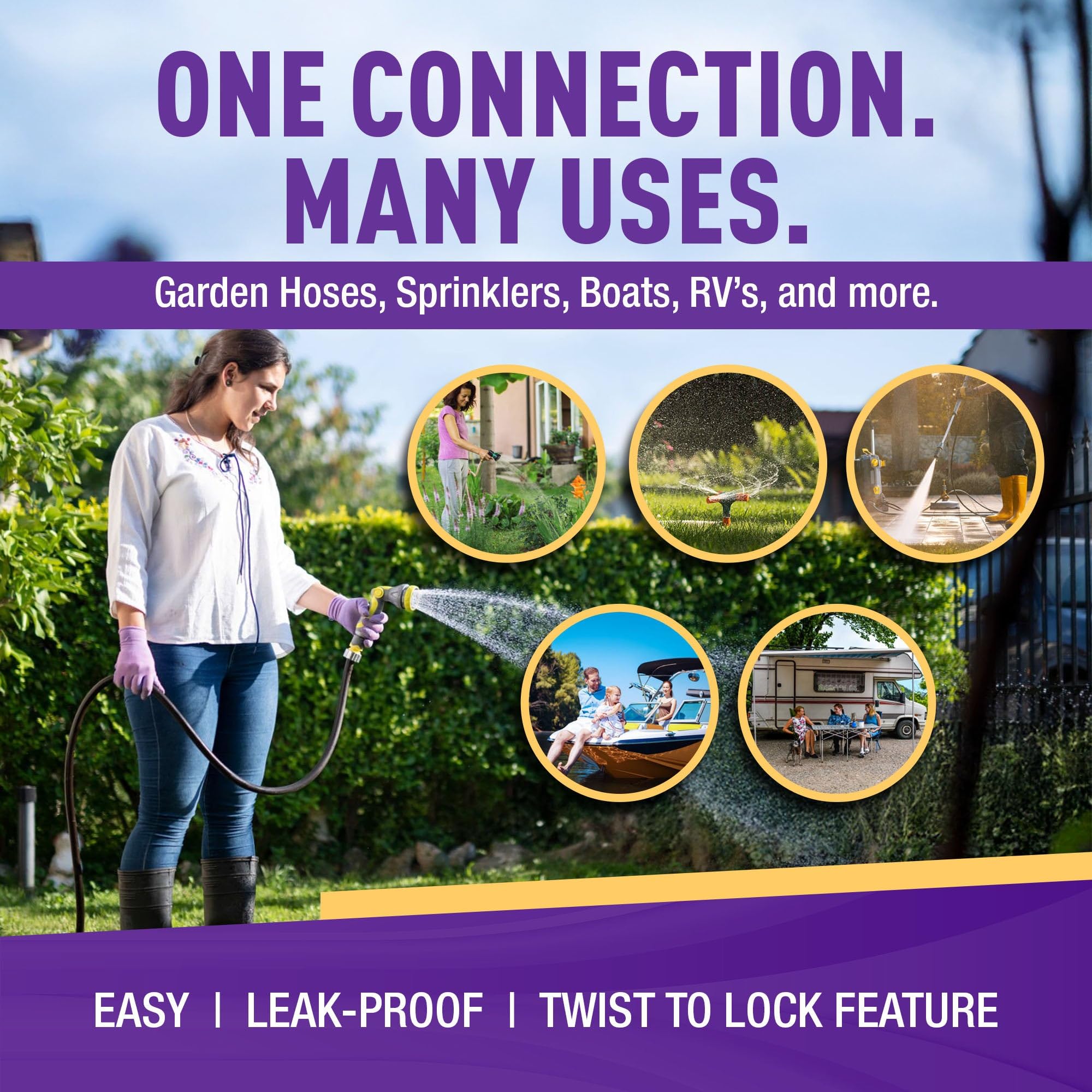 Gorilla Easy Connect one-handed operation simplifies hose connections.