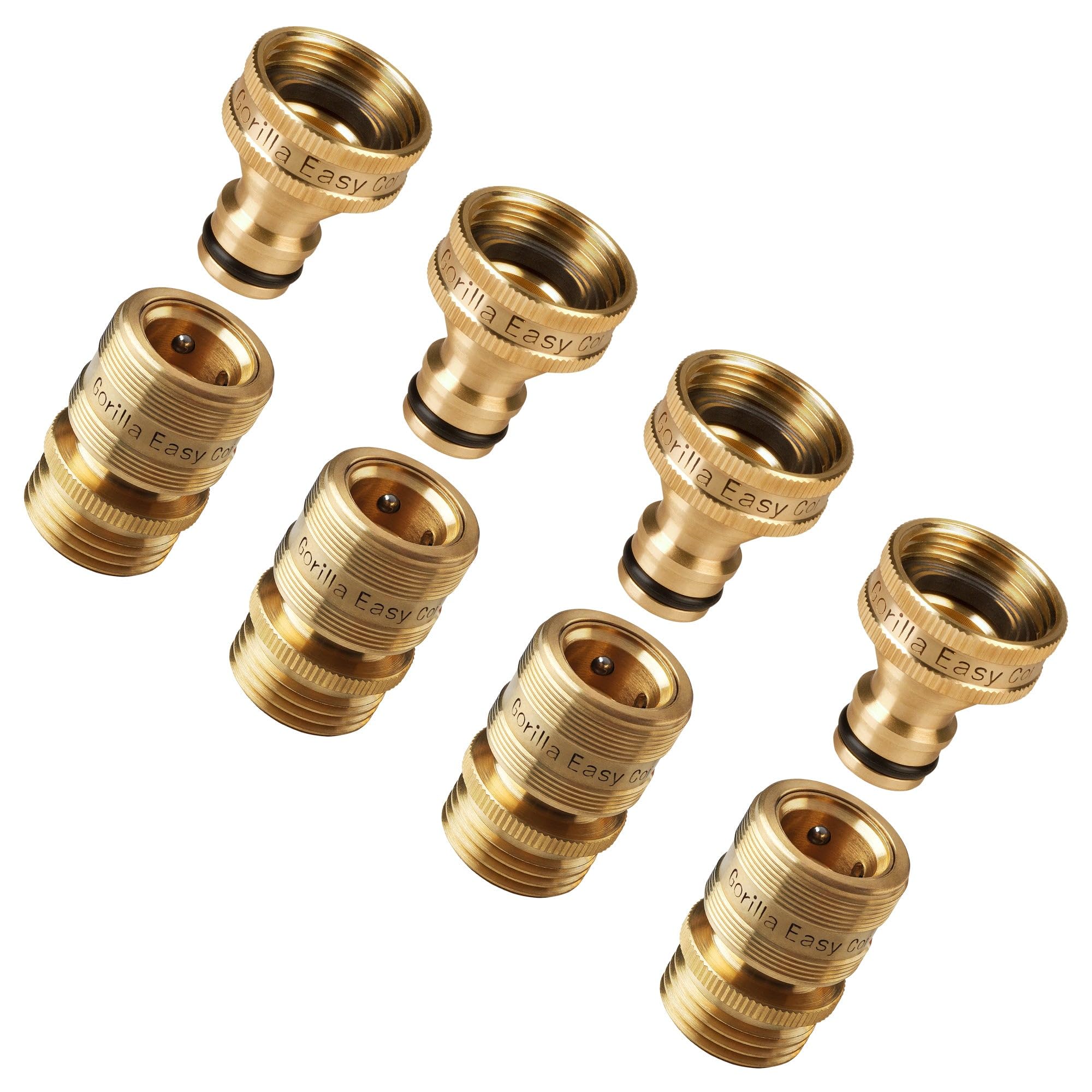 Gorilla Easy Connect quick-connect brass fittings for fast, leak-free hose connections.