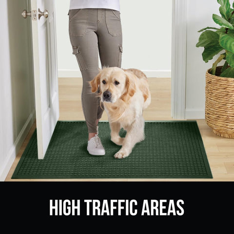 GORILLA GRIP 47x35 green front door mat for wide doors