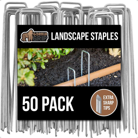 GORILLA GRIP 50 pack landscape staples secure ground for fabrics and cables with extra strength.