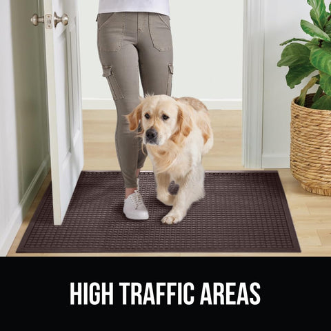 GORILLA GRIP mat designed for covered outdoor spaces near entrances.