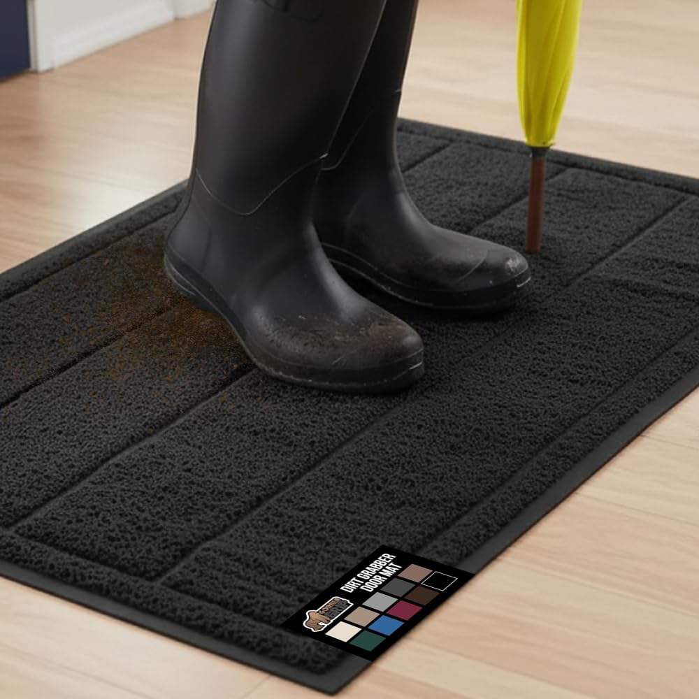 GORILLA GRIP Dirt Grabber mesh weave entrance mat captures dirt at doorway to protect floors