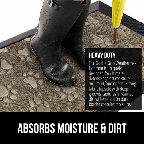 GORILLA GRIP doormat low-profile design clears doors smoothly.