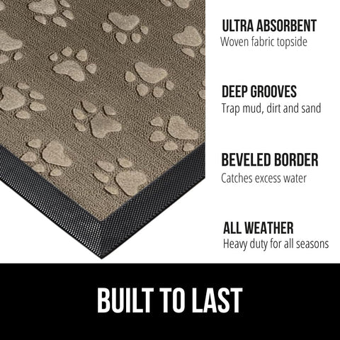 GORILLA GRIP doormat with rubber backside provides sturdy grip for outdoor use.