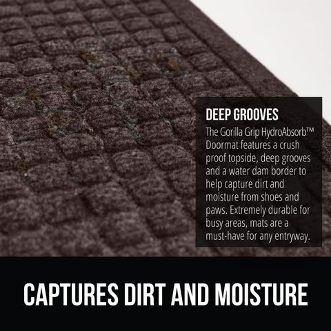 GORILLA GRIP mat resists stains, weather, and fading for long-term use.