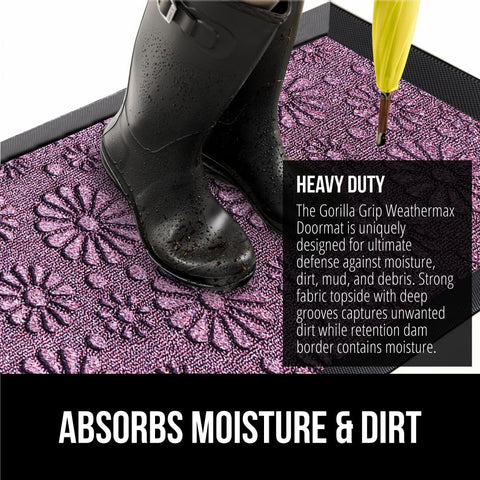 GORILLA GRIP durable natural rubber backing prevents shifting on busy entryways