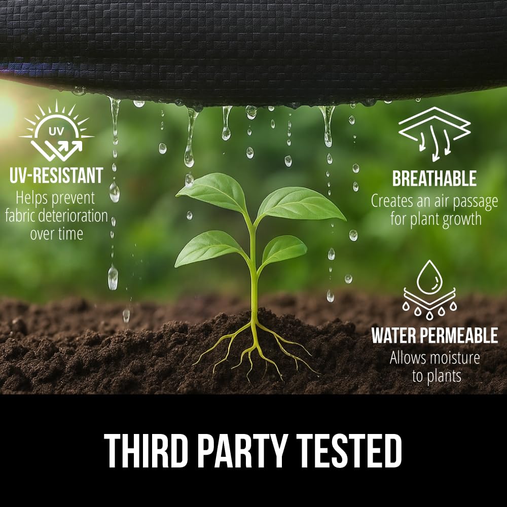 Gorilla Grip durable weed barrier withstands pressure during landscaping tasks.