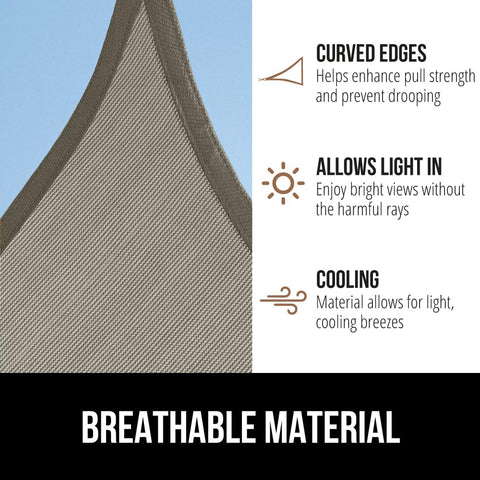 Curved edge design on GORILLA GRIP shade improves pull strength and sag resistance.
