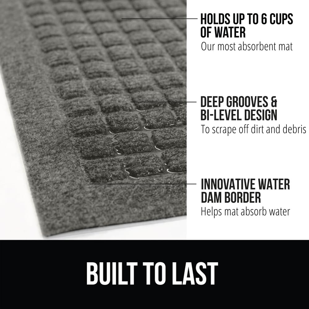 GORILLA GRIP HydroAbsorb Doormat bi-level design channels water away from floors