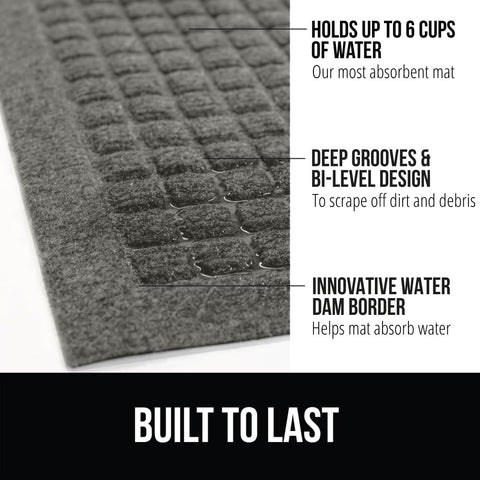 GORILLA GRIP HydroAbsorb Doormat bi-level design channels water away from floors
