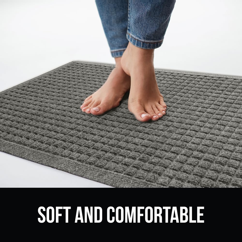 GORILLA GRIP HydroAbsorb Doormat measures 47 by 35 inches for large doorways