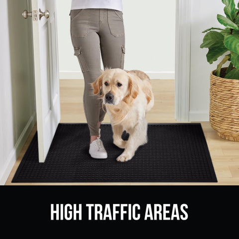 GORILLA GRIP HydroAbsorb doormat measures 29 by 17 inches.