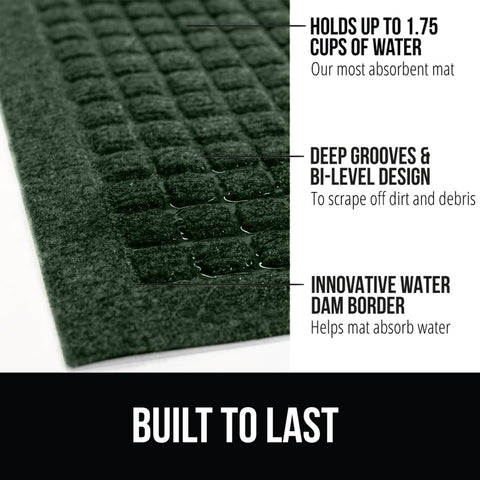 GORILLA GRIP HydroABSORB mat absorbs up to 1.7 cups of water.