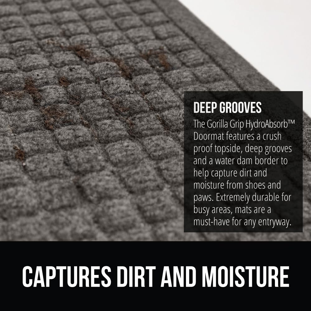 GORILLA GRIP HydroAbsorb mat designed for high-traffic entryways