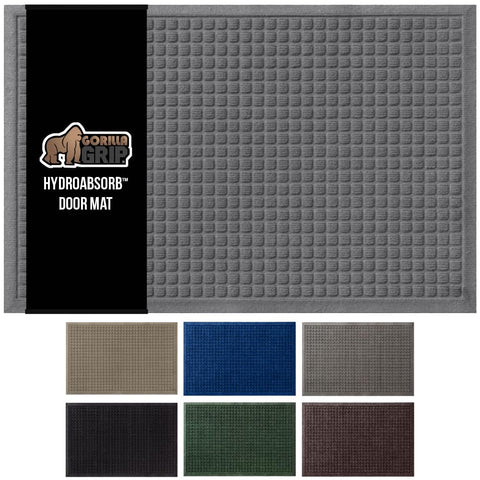GORILLA GRIP HydroAbsorb front door mat shows moisture absorption for dry floors