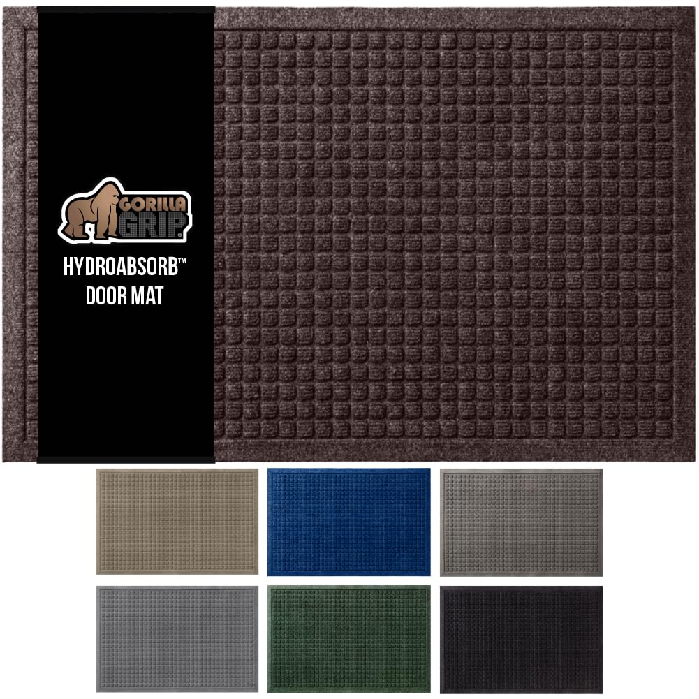 GORILLA GRIP HydroABSORB doormat with water dam border for moisture control at entry