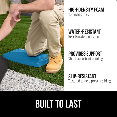 GORILLA GRIP kneeling pad detail shows extra thick foam for lasting knee comfort