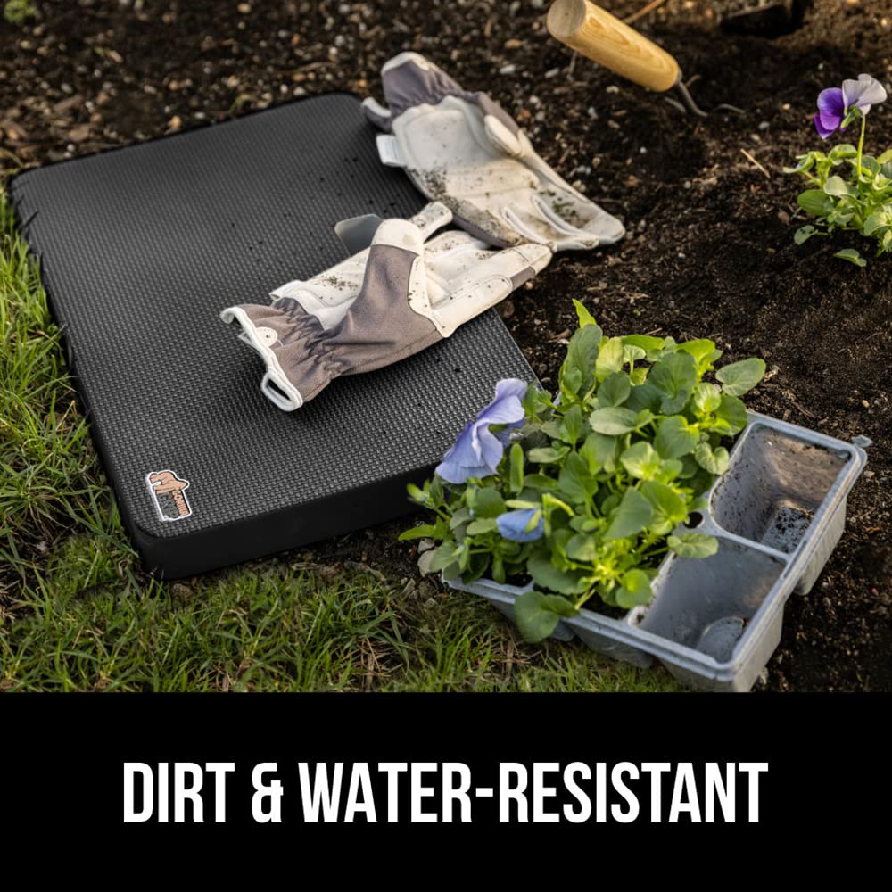 Gorilla Grip kneeling pad outdoors with dirt and moisture resistance
