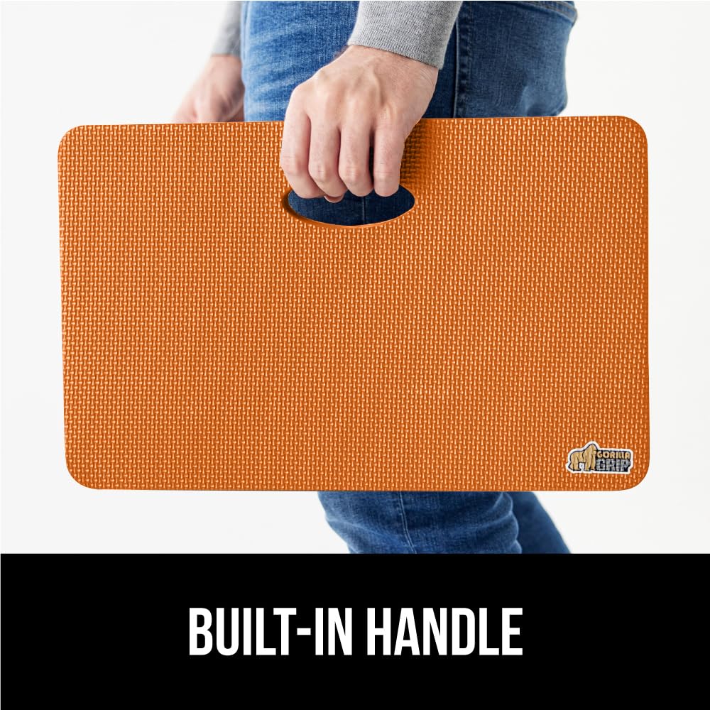 GORILLA GRIP orange kneeling pad stands out for outdoor work.