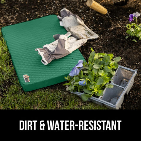 GORILLA GRIP kneeling pad water resistance helps moisture stay away.