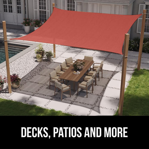 GORILLA GRIP outdoor canopy creates comfortable backyard dining areas