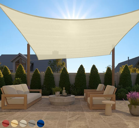 Gorilla Grip shade sail 12x12 butter cream blocks sun and enhances outdoor comfort