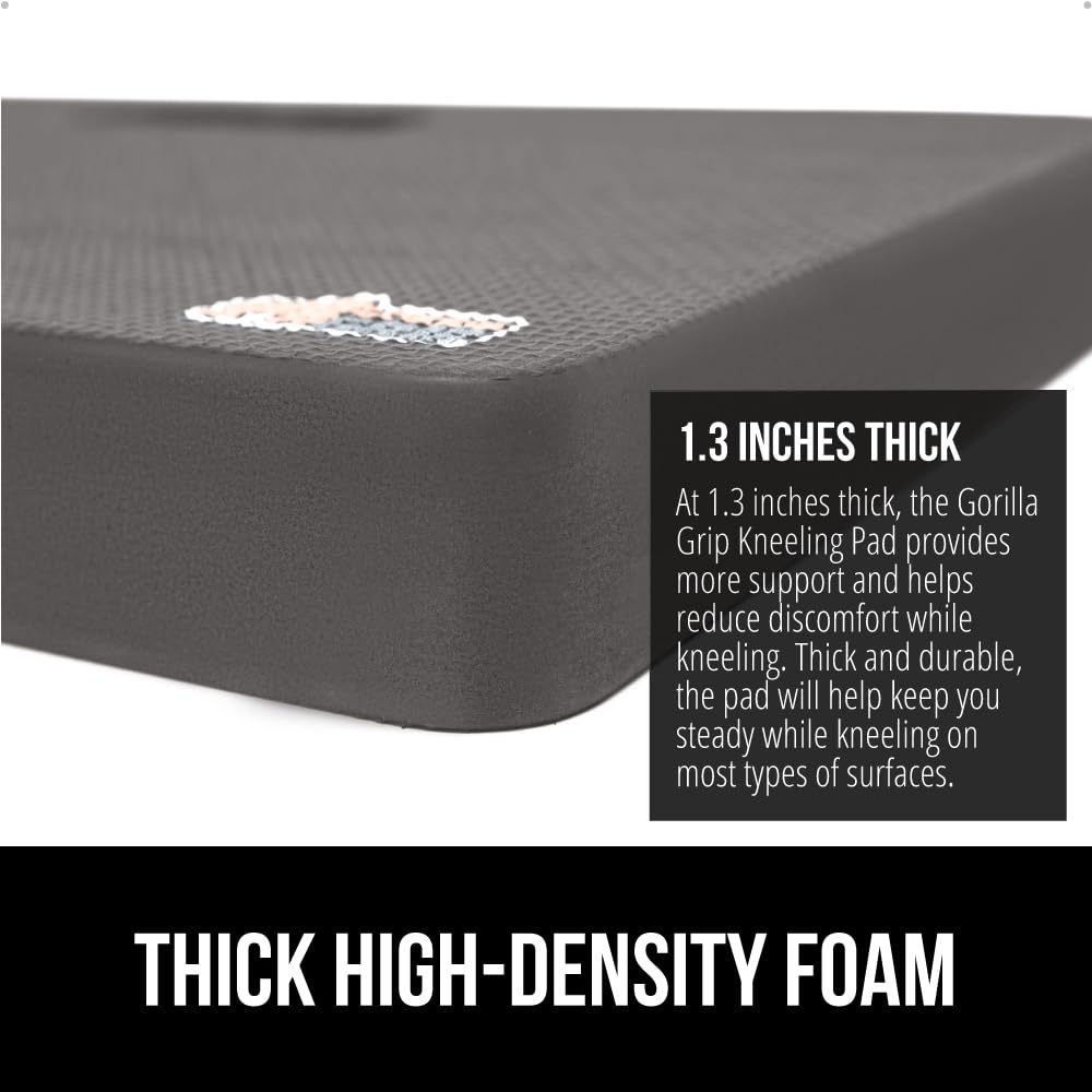 GORILLA GRIP kneeling pad textured top surface prevents slipping.