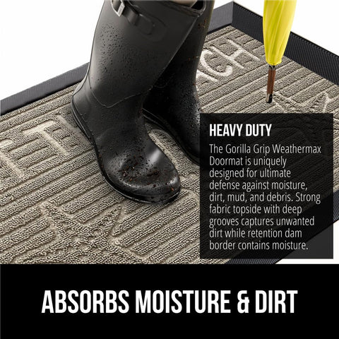 GORILLA GRIP WeatherMax natural rubber backing provides durable traction.
