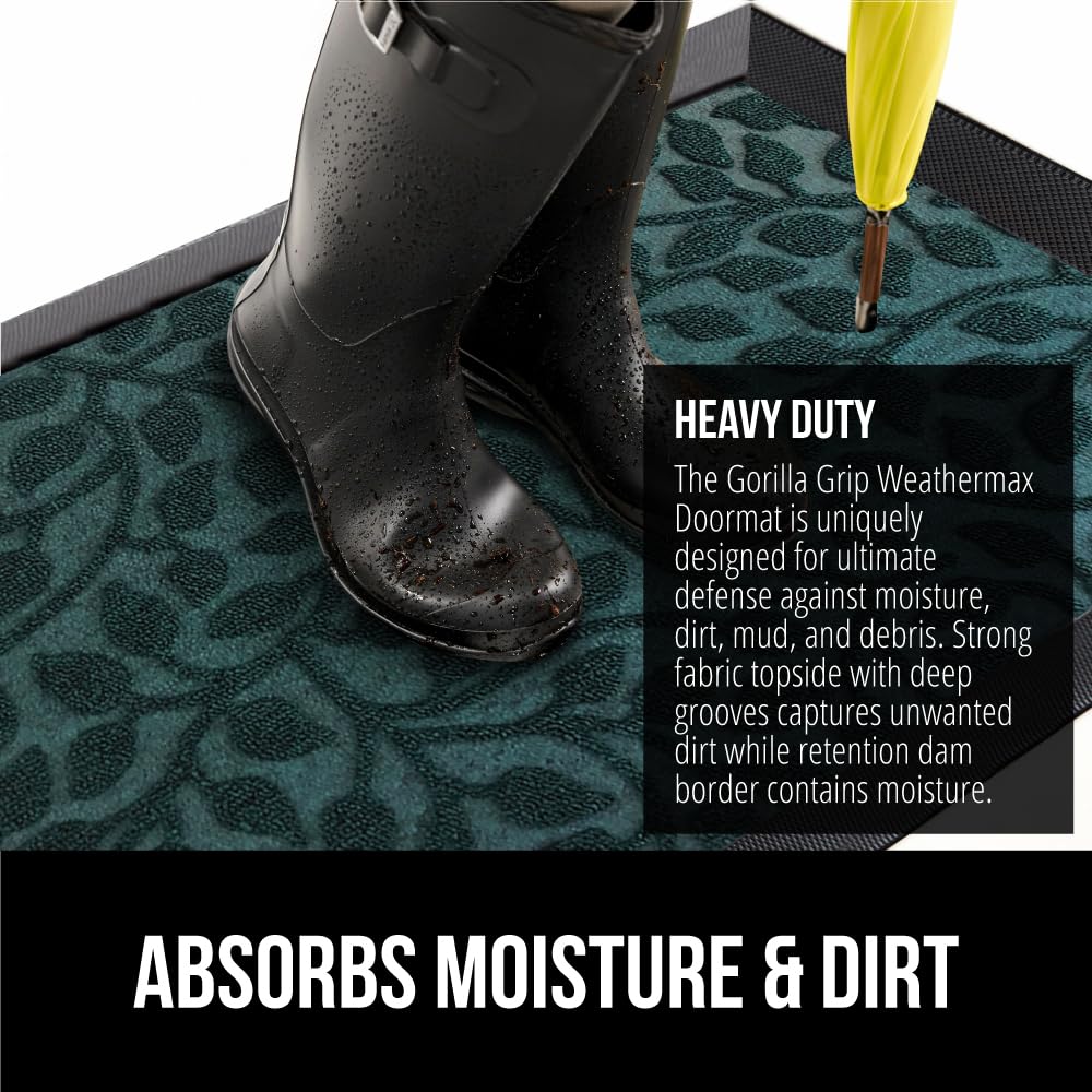 GORILLA GRIP WeatherMAX deep grooves with retention dam capture dirt and moisture.