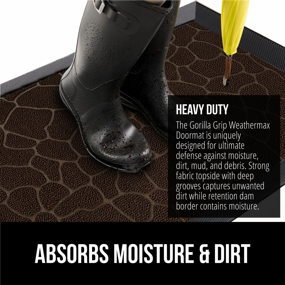 Gorilla Grip WeatherMax top surface traps mud and moisture at the threshold.