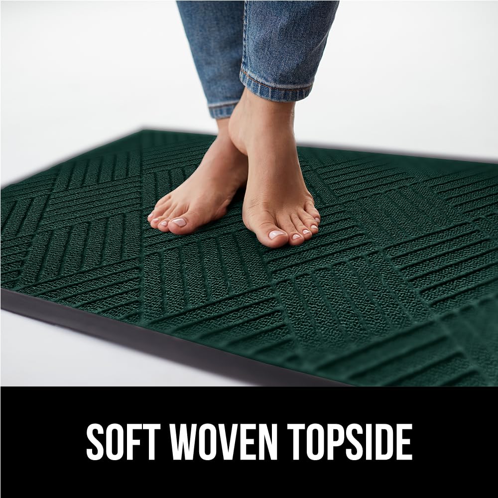 GORILLA GRIP WeatherMAX doormat green diamond pattern adds style and protection.