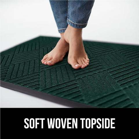 GORILLA GRIP WeatherMAX doormat green diamond pattern adds style and protection.