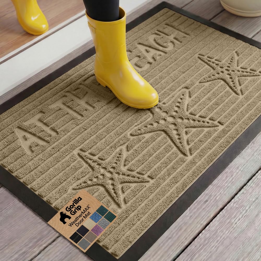GORILLA GRIP WeatherMax doormat 35x23 traps dirt and moisture at the doorway.