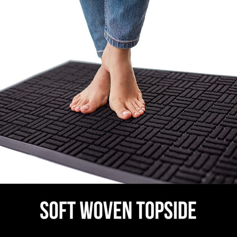 GORILLA GRIP WeatherMAX mat measures 58 by 34 inches for wide entrances