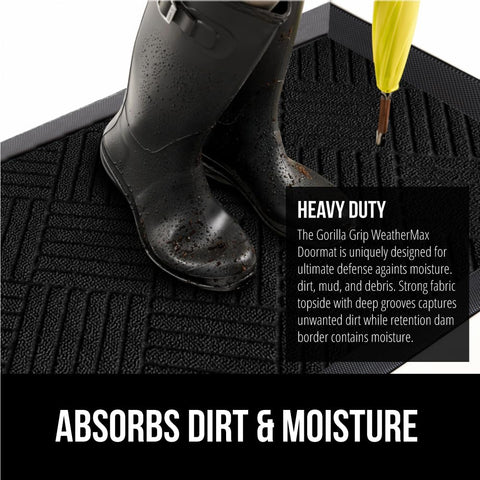 Natural rubber backing on WeatherMAX doormat provides tear resistance and stable footing