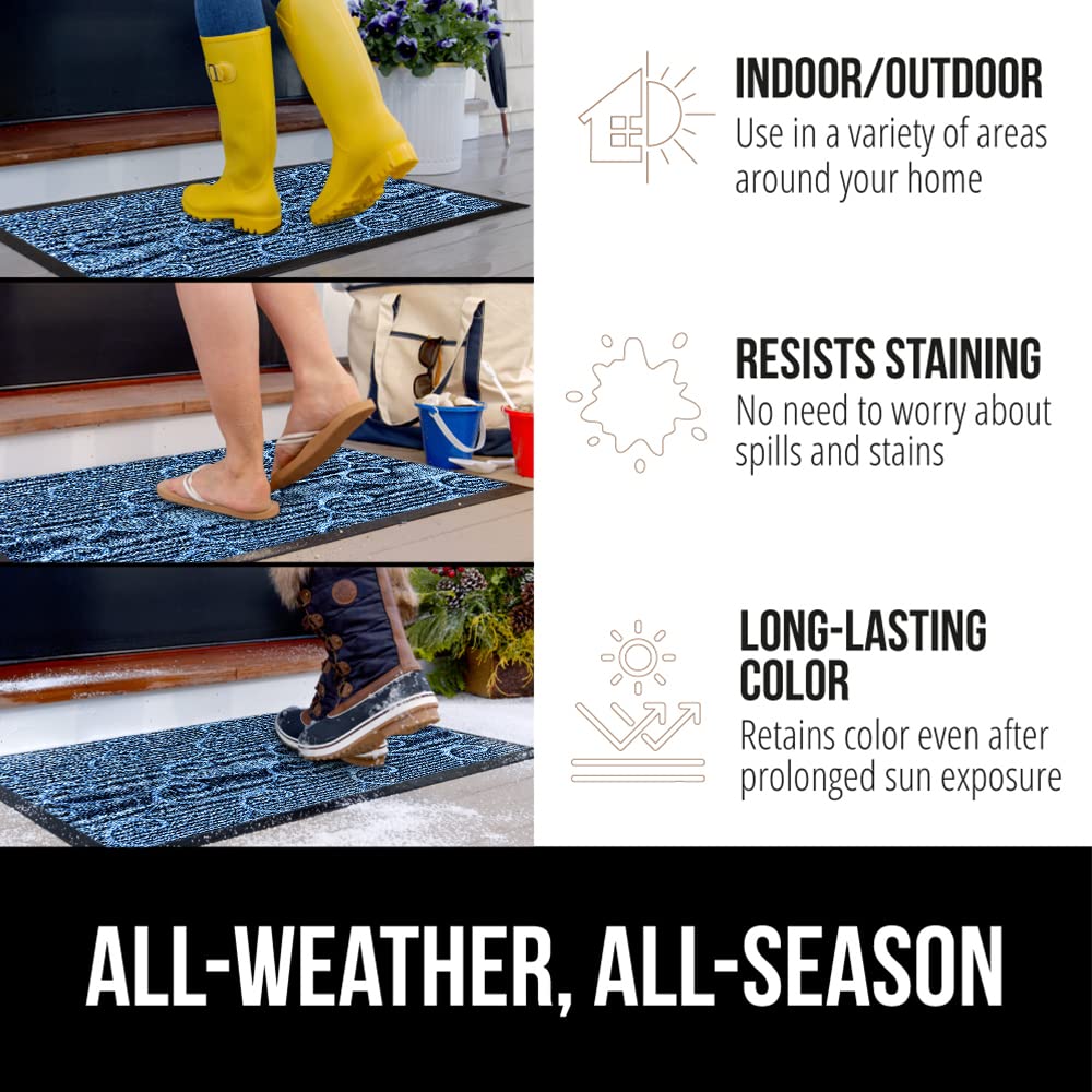 Gorilla Grip WeatherMAX doormat with beveled border contains moisture.