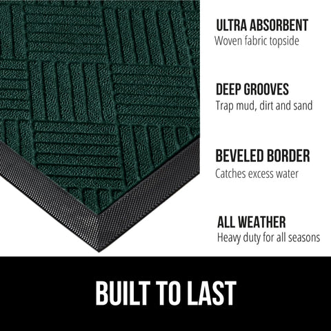 GORILLA GRIP WeatherMAX doormat with beveled border reduces curb-tracking from mud