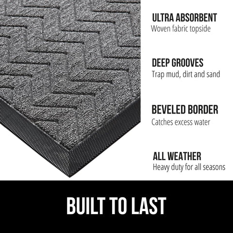 Gorilla Grip WeatherMax doormat closeup shows dirt-trapping grooves
