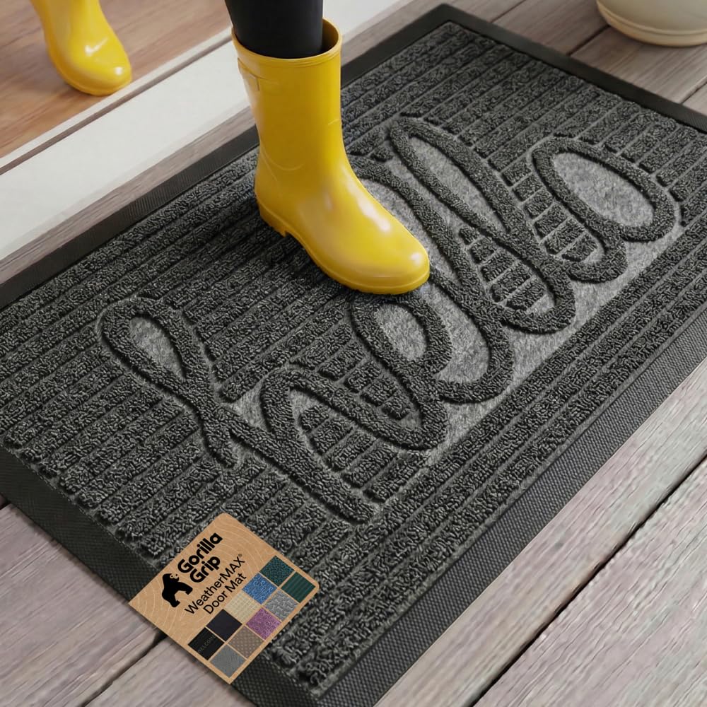 Gorilla Grip WeatherMAX doormat, deep grooves trap dirt and moisture for quick cleanup