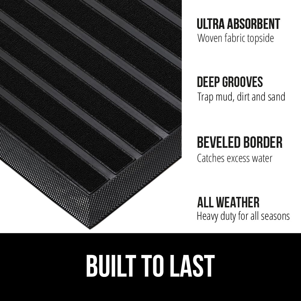 GORILLA GRIP WeatherMAX doormat deep grooves close-up captures dirt and moisture.